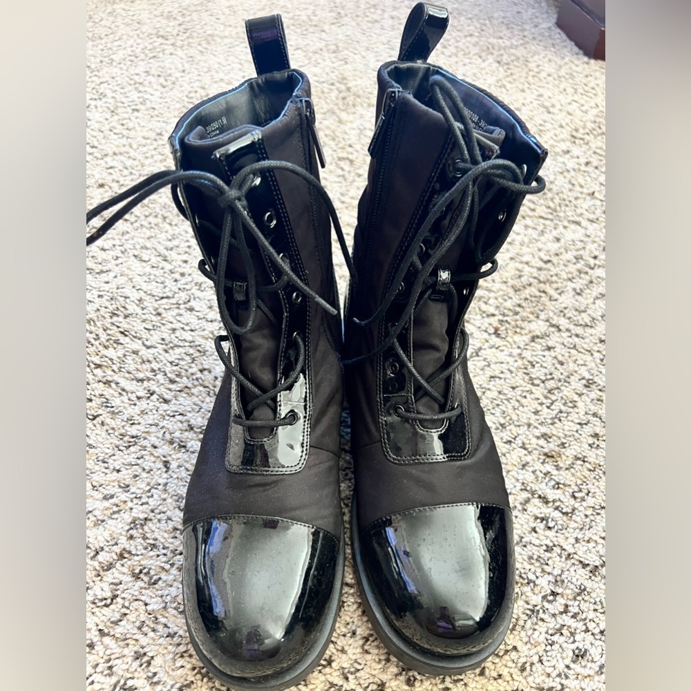 Charles & Keith Nylon & Patent Combat Boots